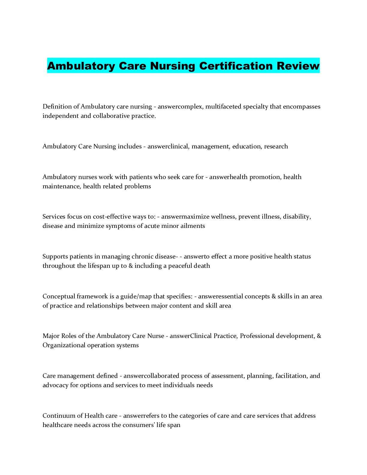 Preview of Ambulatory Care Nursing Certification Review